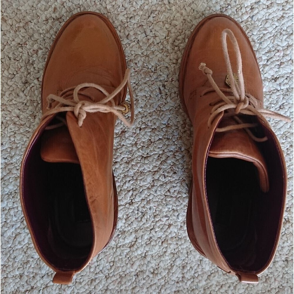 MARC BY MARC JACOBS Brown Tan Calf Leather Wedge oxford ankle Boots size 6 - Picture 4 of 16